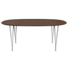 Fritz Hansen Superellipse Tavolo da pranzo intallata grigio/noce con bordo del tavolo in noce, 180x120 cm