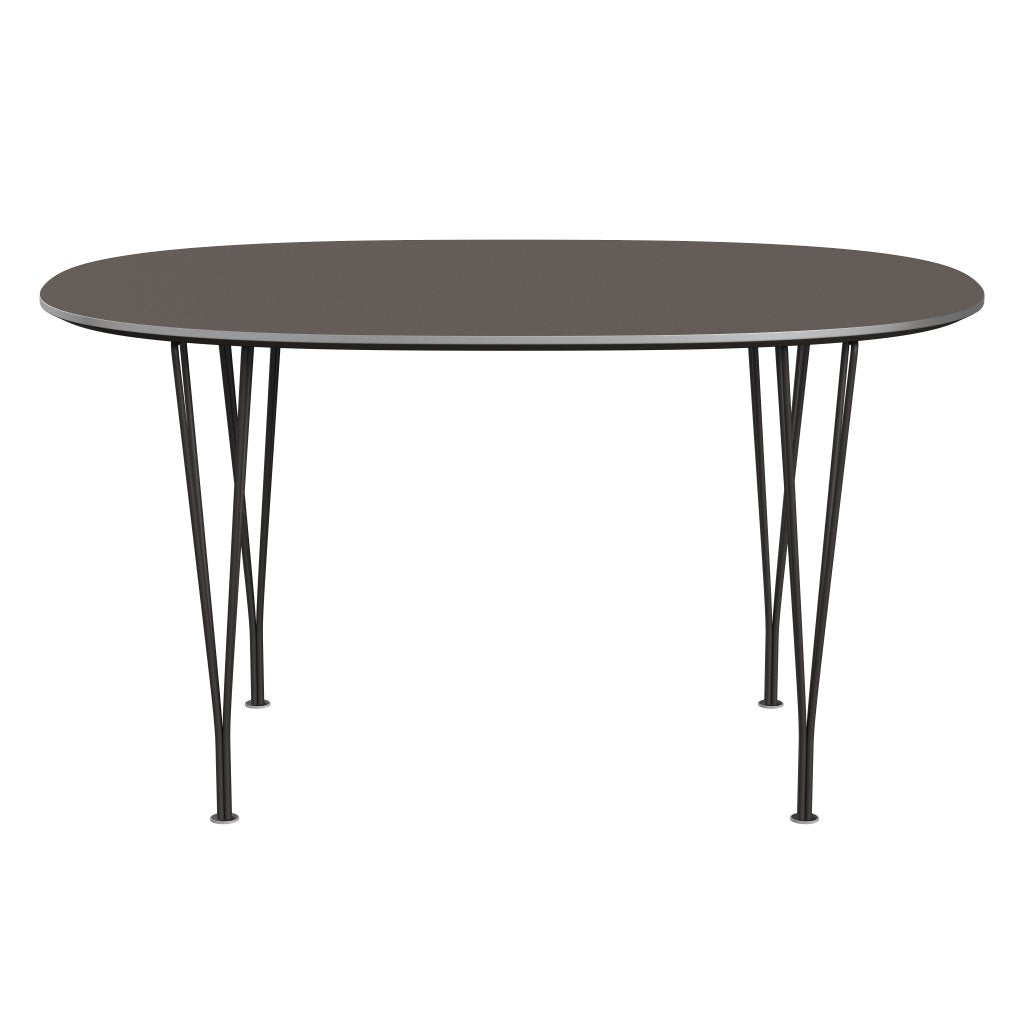 Fritz Hansen Superellipse餐桌温暖石墨/灰色fenix层压板，135x90 cm