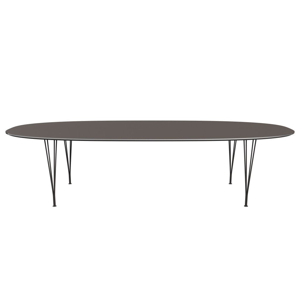 Fritz Hansen Superellipse餐桌温暖的石墨/灰色Fenix层压板，300x130 cm