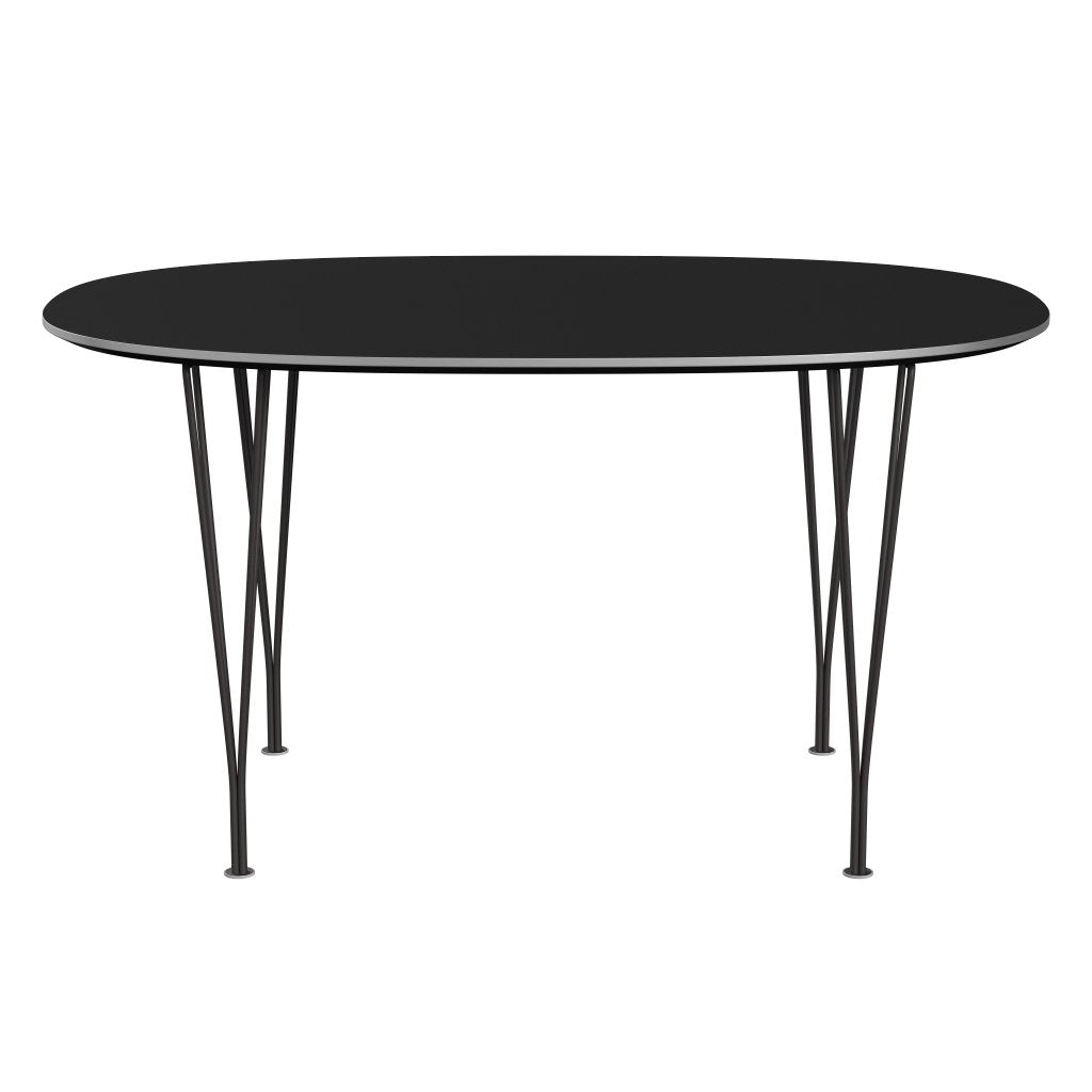 Fritz Hansen Superellipse餐桌温暖的石墨/黑色Fenix层压板，135x90 cm
