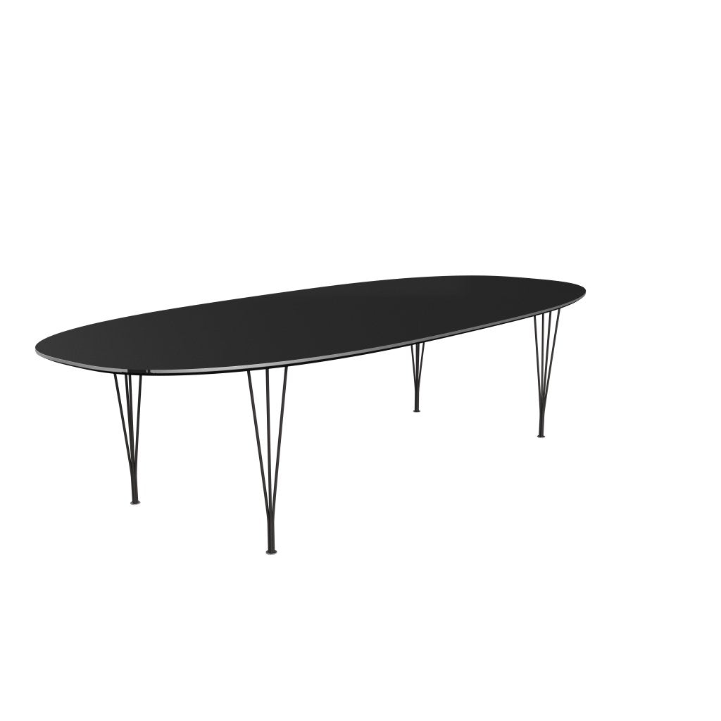 Fritz Hansen Superellipse餐桌温暖石墨/黑色fenix层压板，300x130 cm