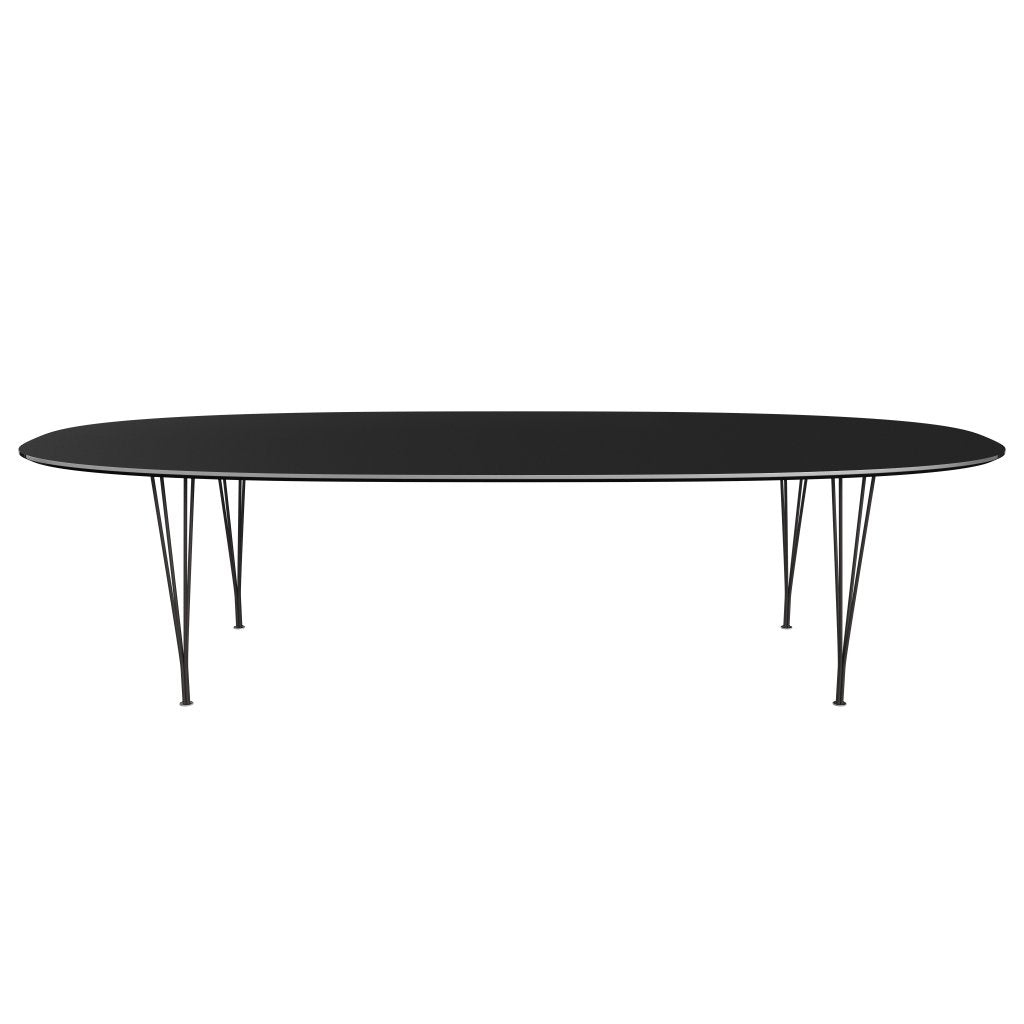 Fritz Hansen Superellipse Tavolo da pranzo di grafite calda/laminati fenix neri, 300x130 cm