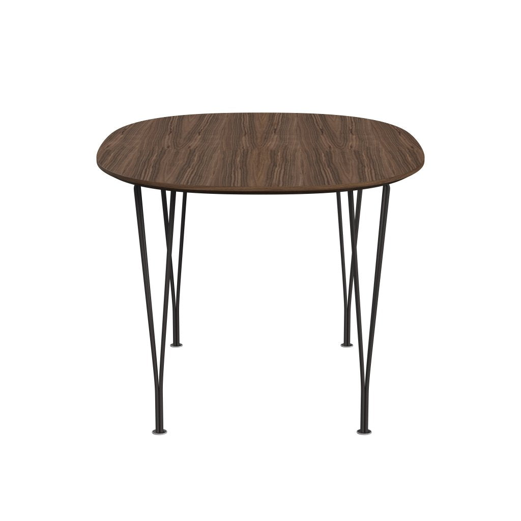 Fritz Hansen Superellipse spisebord varm grafit/valnødfiner med valnødbordskant, 135x90 cm