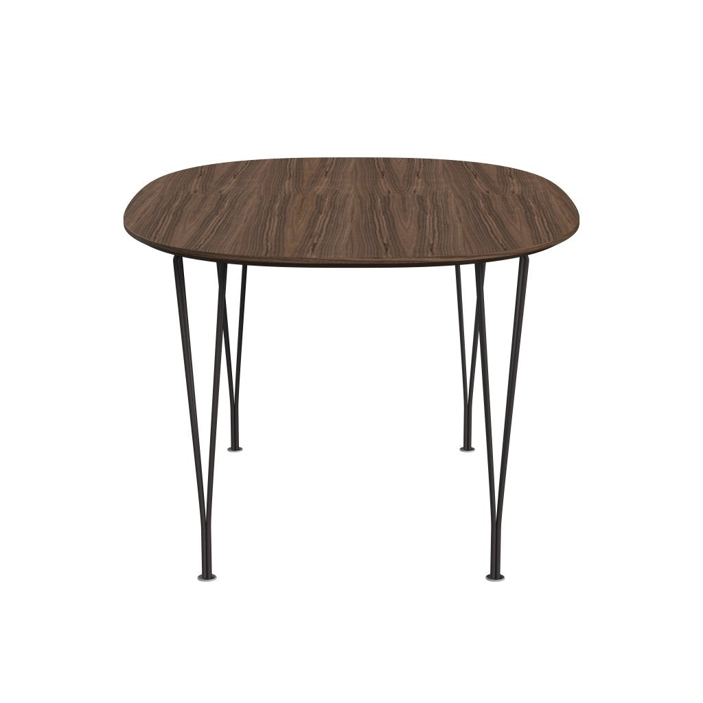 Fritz Hansen Superellipse Mesa de comedor de grafito caliente/chapa de nuez con borde de mesa de nogal, 150x100 cm