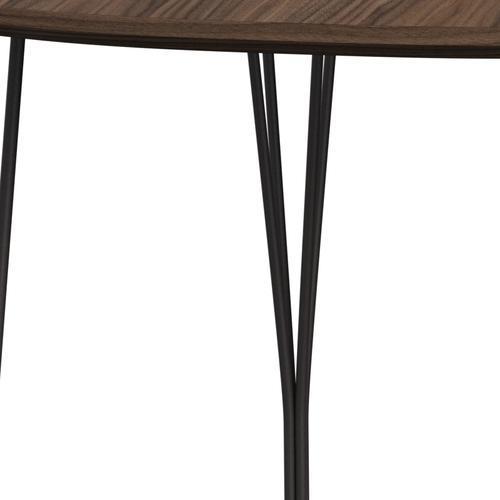 Fritz Hansen Superellipse餐桌温暖的石墨/核桃桌边缘，170x100 cm