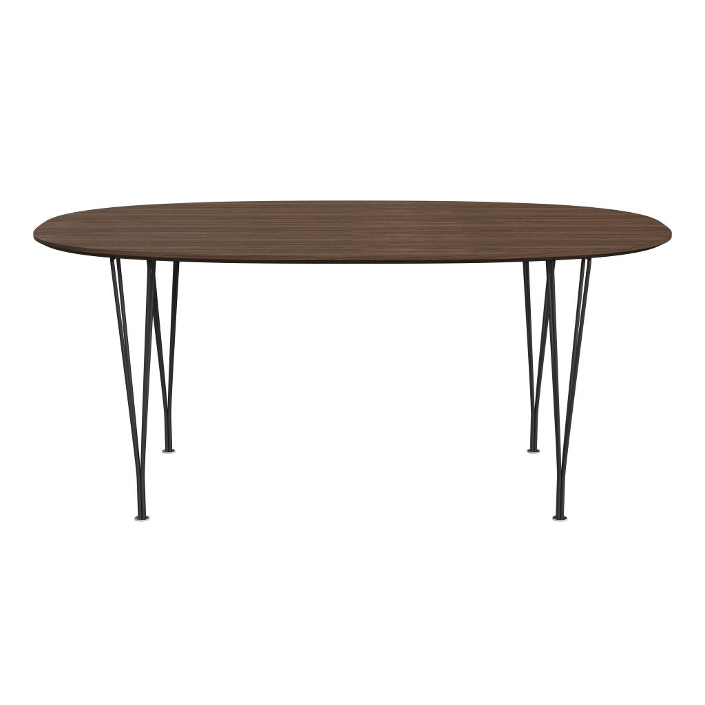 Fritz Hansen Superellipse餐桌温暖的石墨/核桃桌边缘，170x100 cm