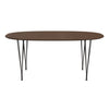 Fritz Hansen Superellipse spisebord varm grafit/valnødfiner med valnødbordskant, 170x100 cm