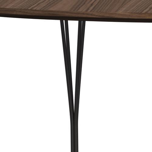 Fritz Hansen Superellipse spisebord varm grafit/valnødfiner med valnødbordskant, 180x120 cm