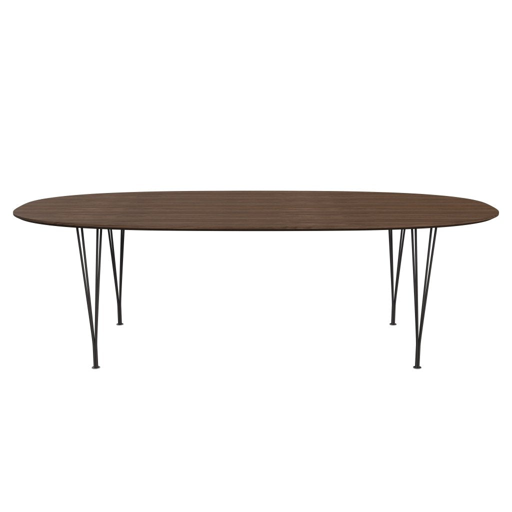 Fritz Hansen Superellipse Tavolo da pranzo Calda impiallacciatura di grafite/noce con bordo del tavolo in noce, 240x120 cm