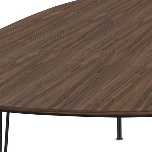 Fritz Hansen Superellipse餐桌温暖的石墨/核桃桌边缘，300x130 cm