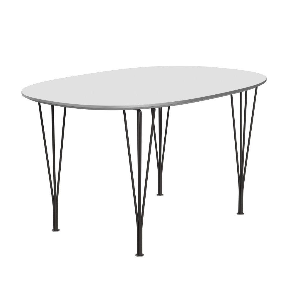 Fritz Hansen Superellipse餐桌温暖石墨/白色fenix层压板，135x90 cm