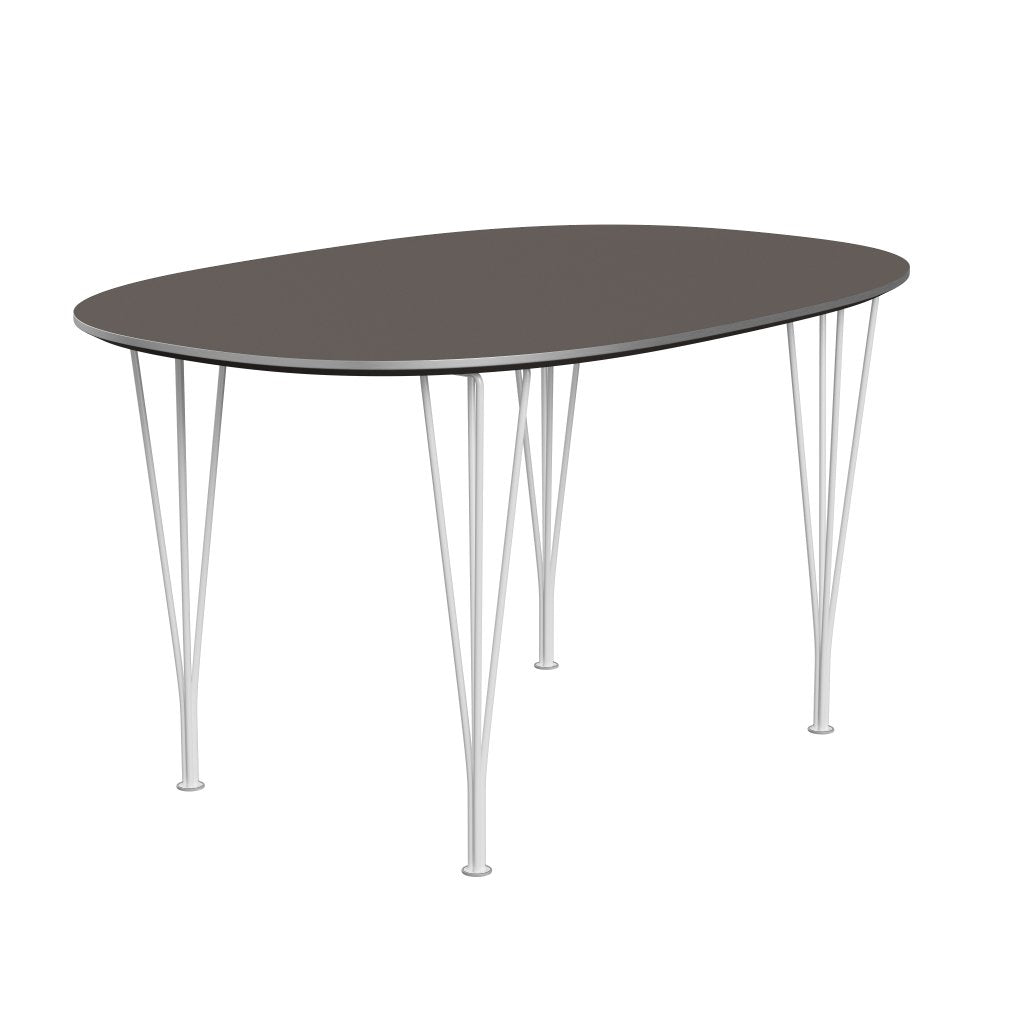 Fritz Hansen Superellipse spisebord hvidt/grå fenix -laminater, 135x90 cm
