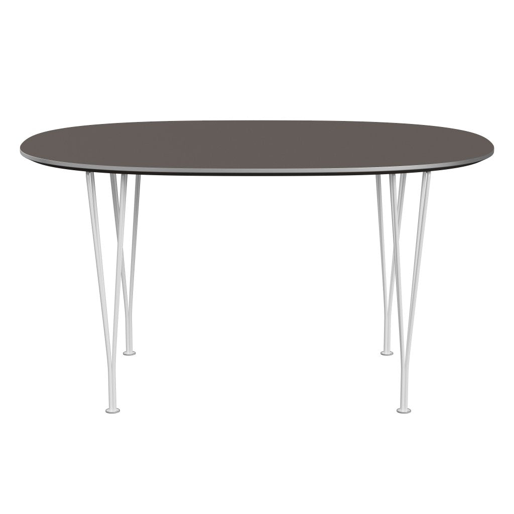 Fritz Hansen Superellipse餐桌白色/灰色Fenix层压板，135x90 cm