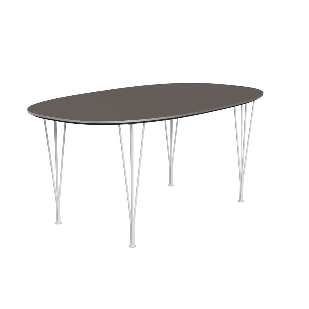 Fritz Hansen Superellipse餐桌白色/灰色Fenix层压板，170x100 cm