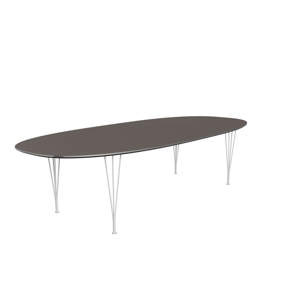 Fritz Hansen Superellipse餐桌白色/灰色Fenix层压板，300x130 cm