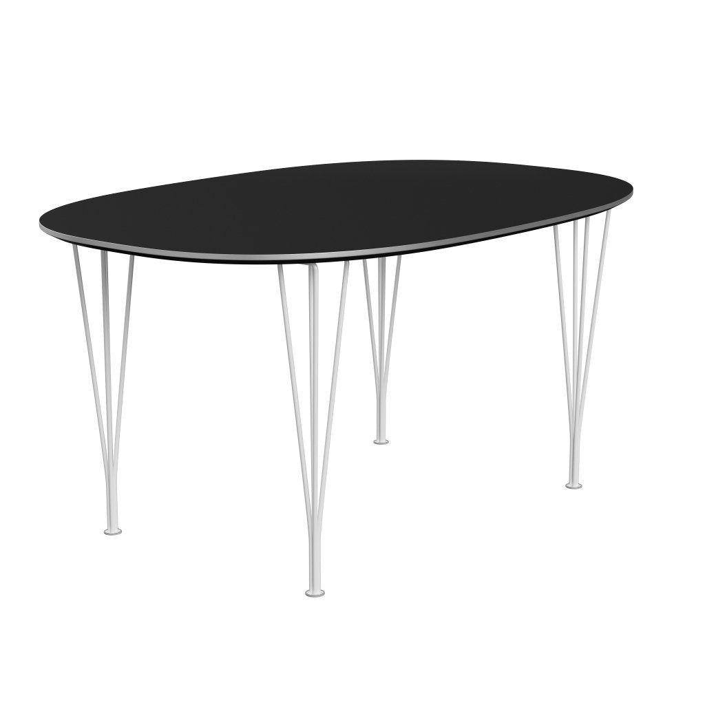 Fritz Hansen Superellipse餐桌白色/黑色Fenix层压板，150x100 cm