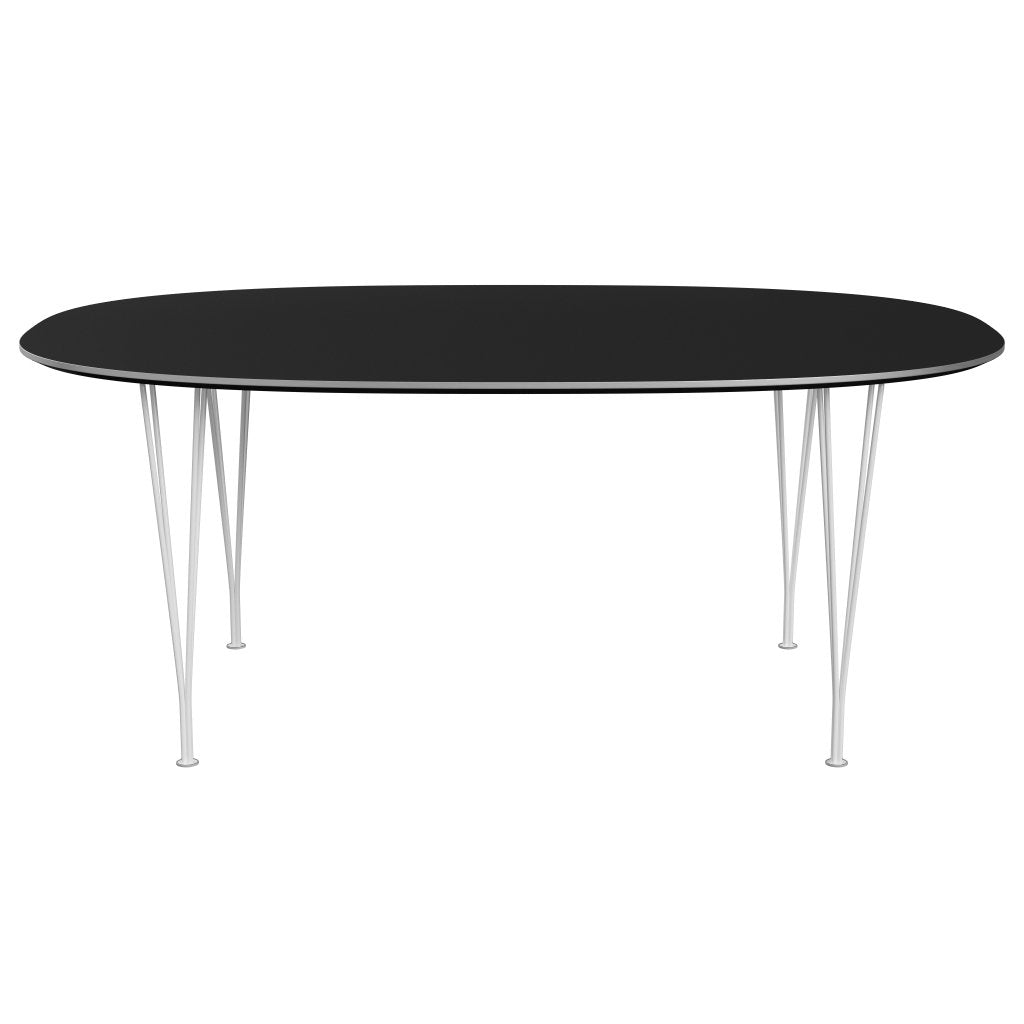 Fritz Hansen Superellipse Tavolo da pranzo Laminati Fenix ​​bianchi/neri, 180x120 cm