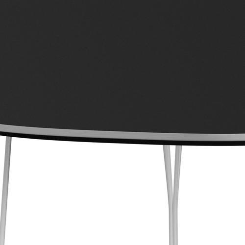 Mesa de comedor Fritz Hansen Superellipse Laminados blancos/negros Fenix, 240x120 cm