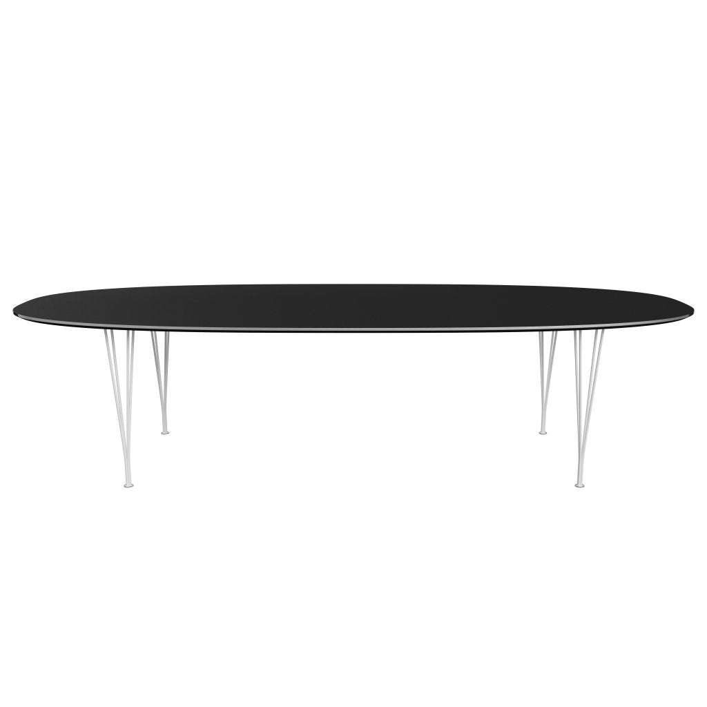 Fritz Hansen Superellipse spisebord hvidt/sort fenix -laminater, 300x130 cm