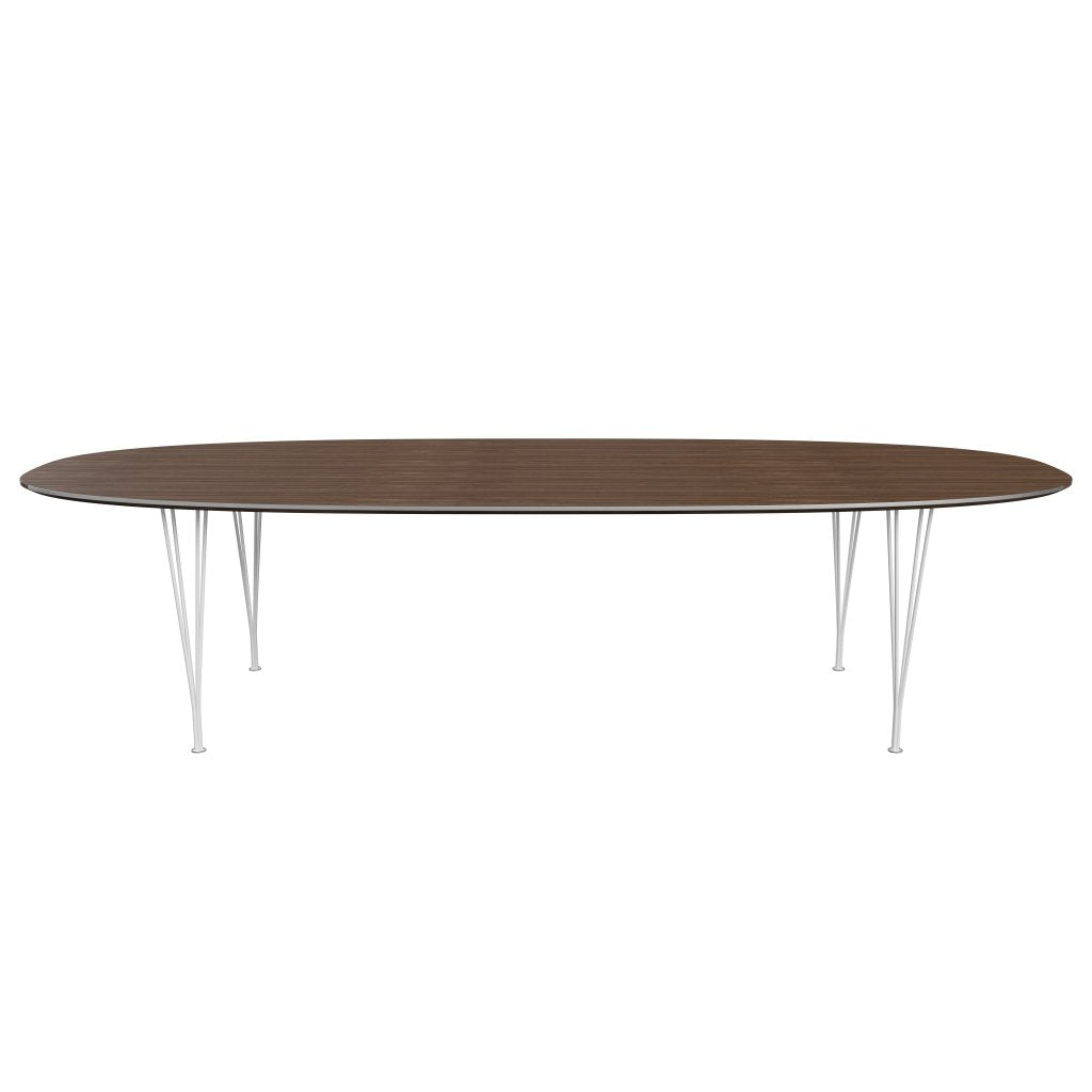 Fritz Hansen Superellipse spisebord hvit/valnøtt finér, 300x130 cm