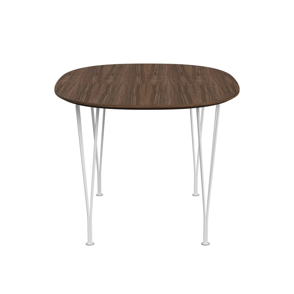 Fritz Hansen Superellipse餐桌白色/胡桃木边缘桌，135x90厘米