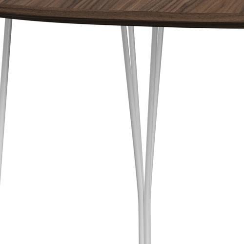 Fritz Hansen Superellipse spisebord hvid/valnødfiner med valnødbordskant, 170x100 cm
