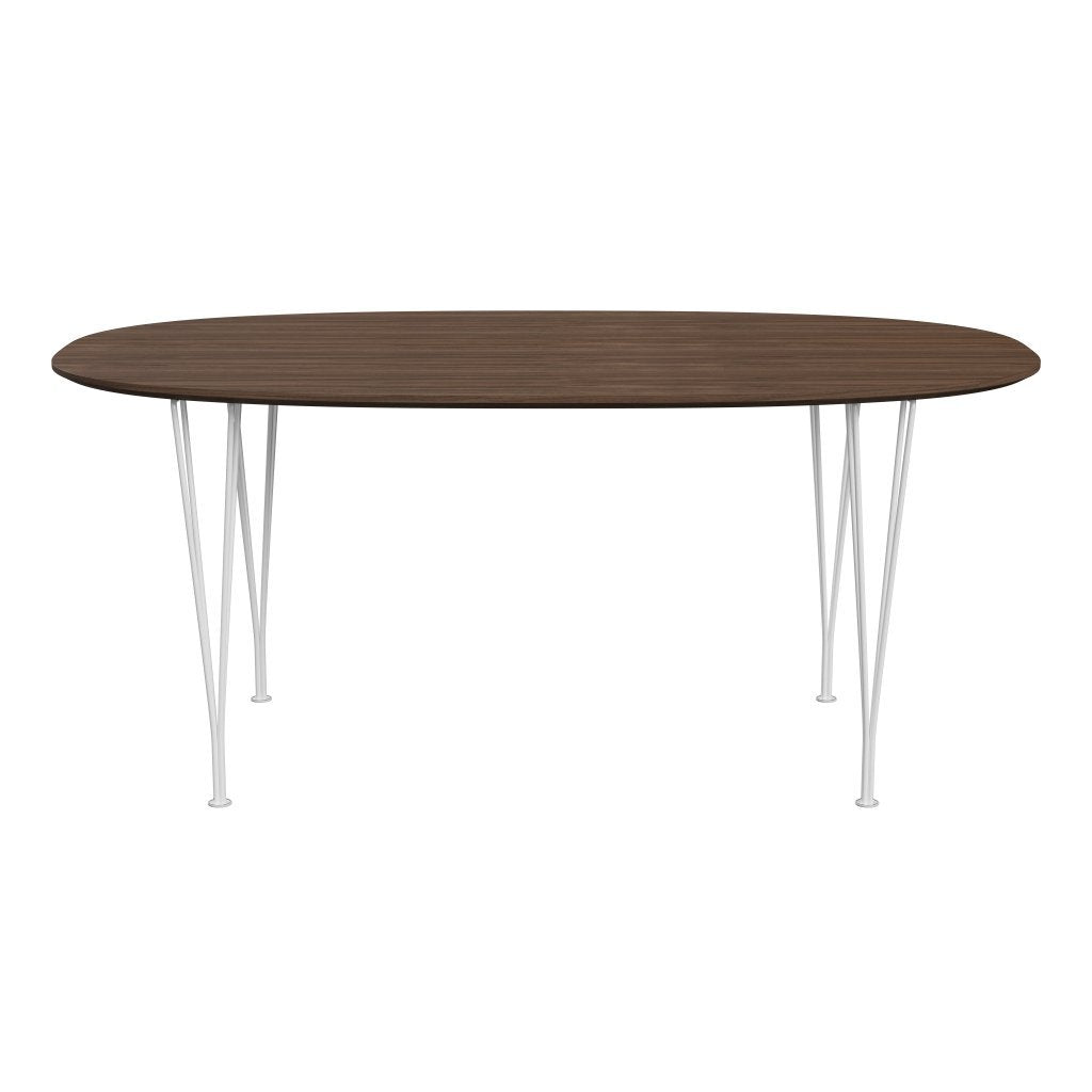 Fritz Hansen Superellipse spisebord hvid/valnødfiner med valnødbordskant, 170x100 cm