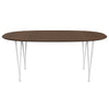 Fritz Hansen Superellipse spisebord hvid/valnødfiner med valnødbordskant, 180x120 cm