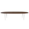 Fritz Hansen Superellipse spisebord hvid/valnødfiner med valnødbordskant, 300x130 cm