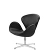 Fritz Hansen Svanen Lounge Sedia in pelle, eleganza nera