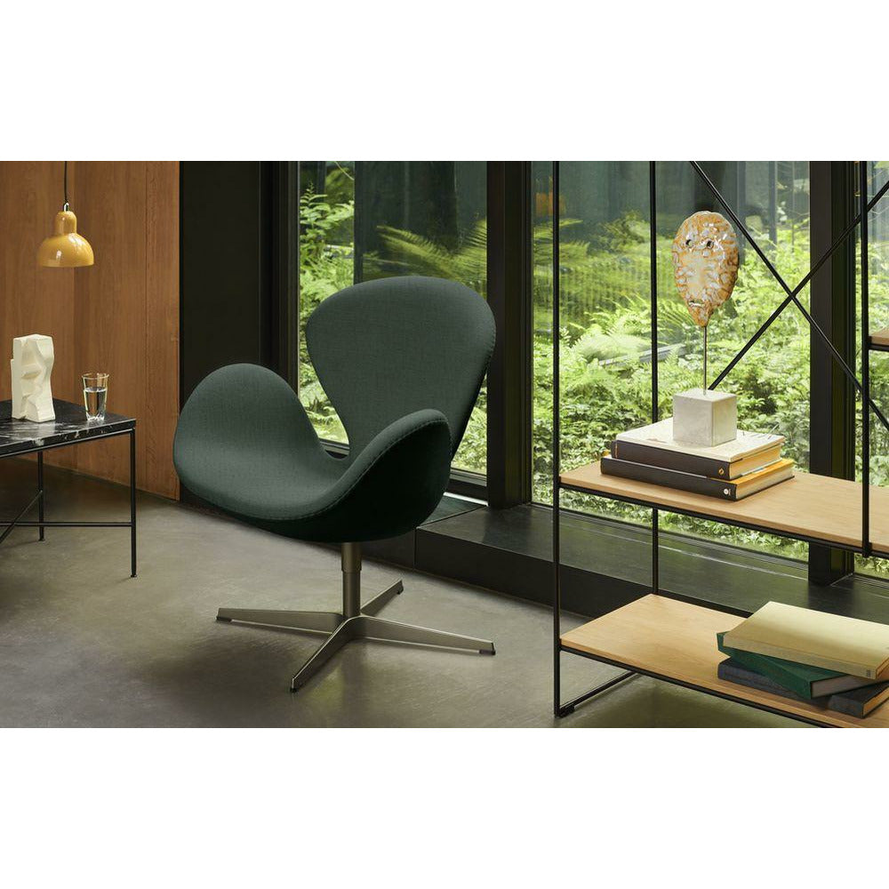 Fritz Hansen Svanen Lounge stoel leer, zwart/essentieel donkerbruin