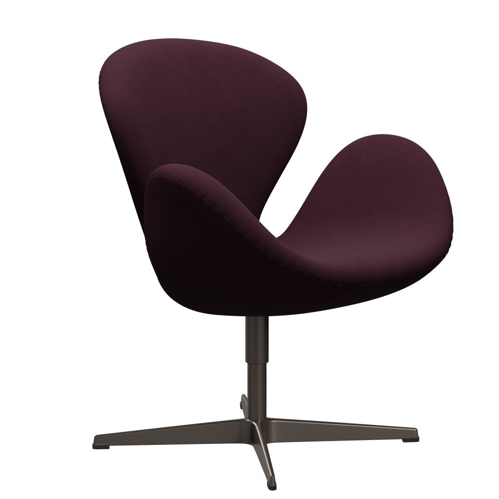 Fritz Hansen Chaise salon de cygne, bronze brun / confort Light Bordeaux