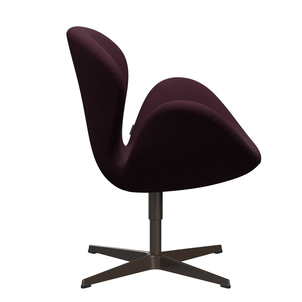 Fritz Hansen Chaise salon de cygne, bronze brun / confort Light Bordeaux