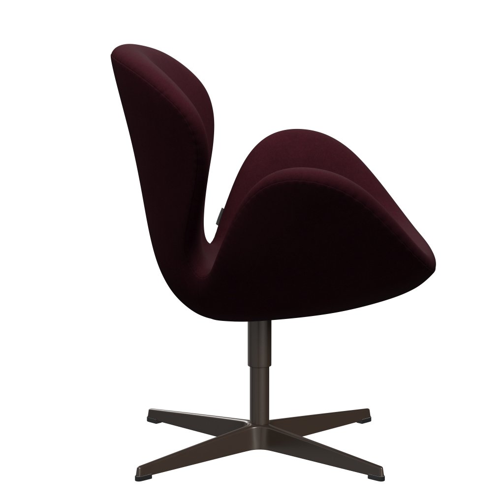 Sedia da salone Fritz Hansen Swan, bronzo marrone/viola di comfort/rosso scuro