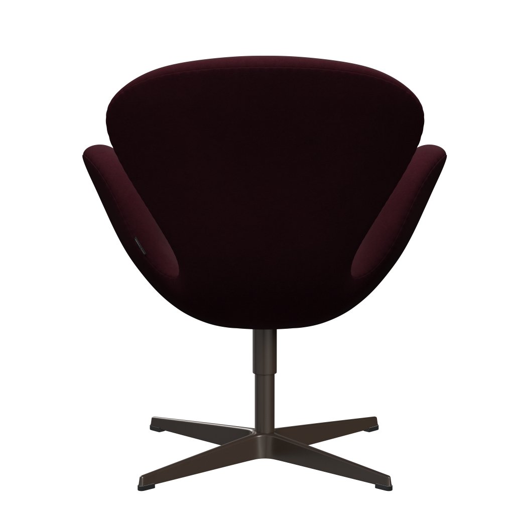 Sedia da salone Fritz Hansen Swan, bronzo marrone/viola di comfort/rosso scuro