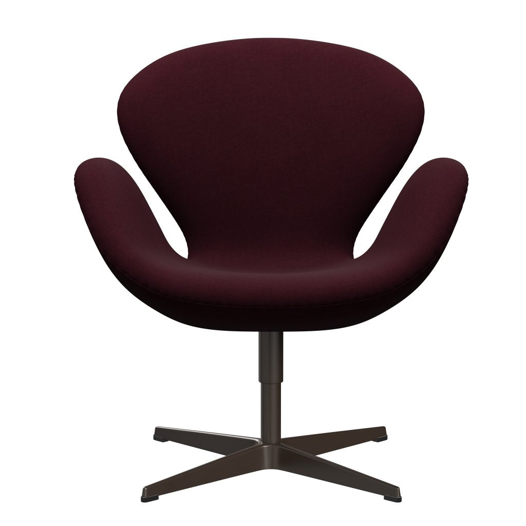 Sedia da salone Fritz Hansen Swan, bronzo marrone/viola di comfort/rosso scuro