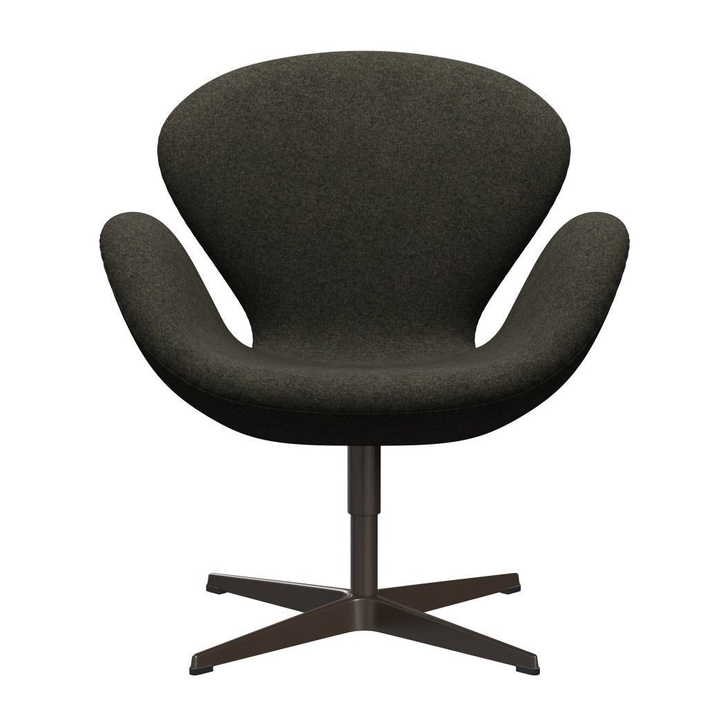 Fritz Hansen Swan Lounge Chair, Brown Bronze/Divina Melange Gray Brown