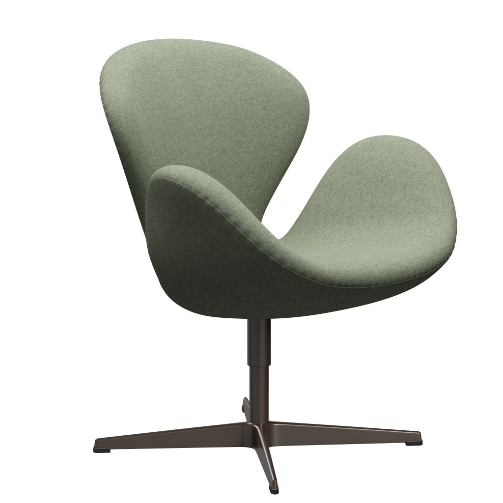 Sedia fritz Hansen Swan Lounge, bronzo marrone/divina melange verde chiaro