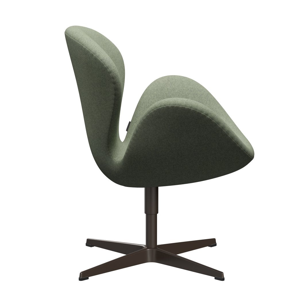 Sedia fritz Hansen Swan Lounge, bronzo marrone/divina melange verde chiaro