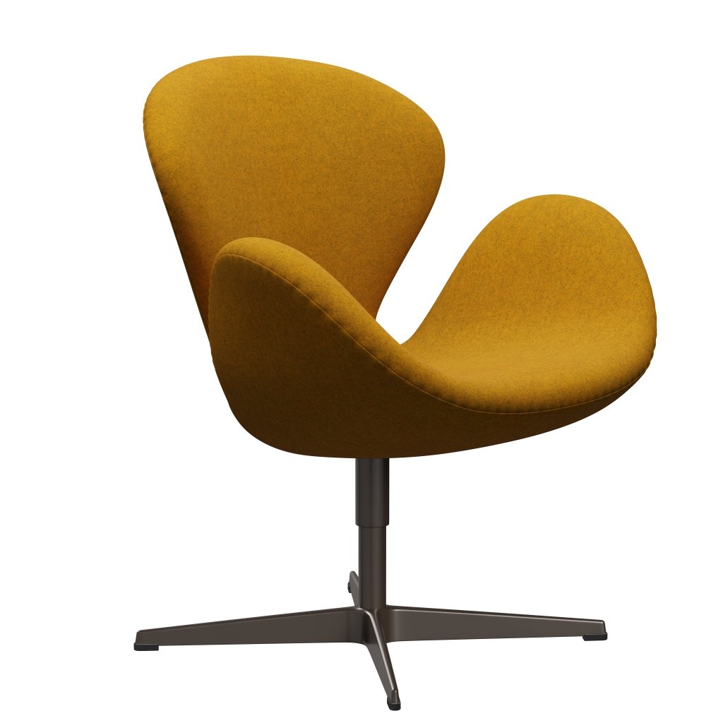 Fritz Hansen Chaise salon de cygne, bronze brun / divina mélange de l'ocre jaune