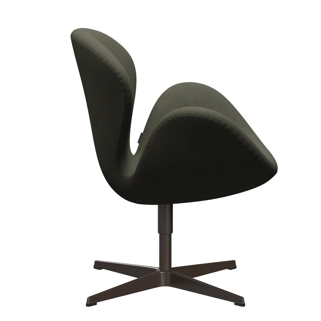 Sedia da salone Fritz Hansen Swan, bronzo marrone/verde militare