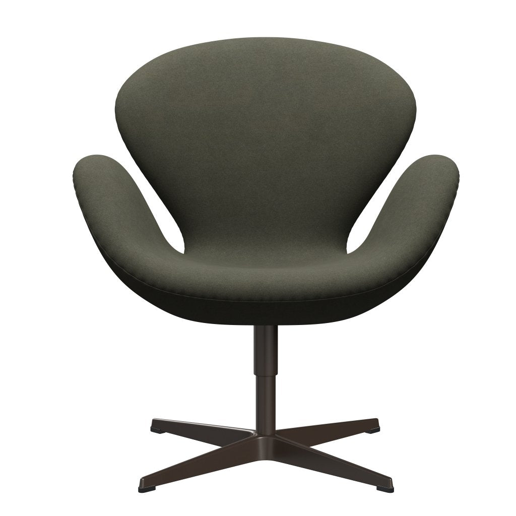 Sedia da salone Fritz Hansen Swan, bronzo marrone/verde militare