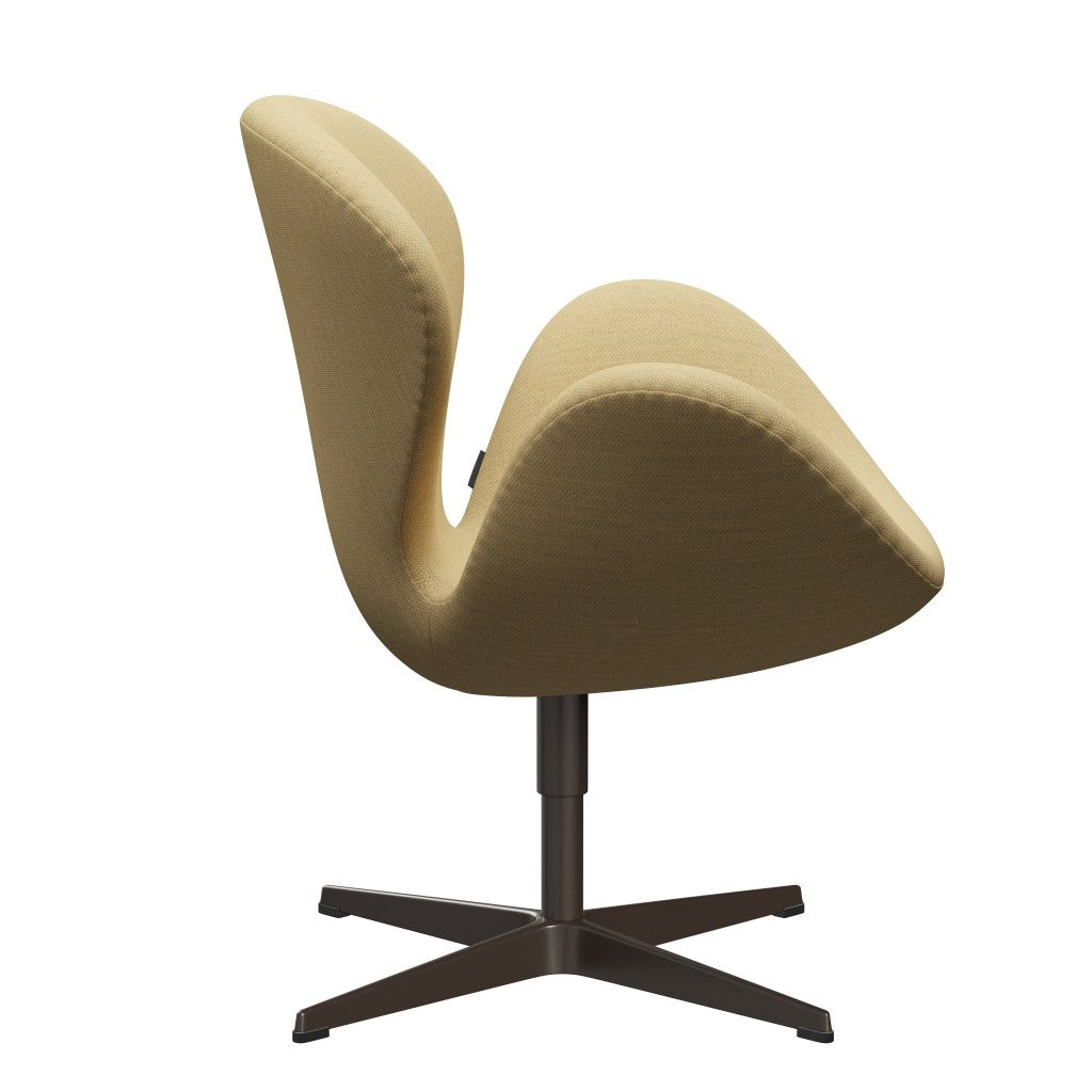 Fritz Hansen Chaise de salon de cygne, bronze brun / fiord jaune fin