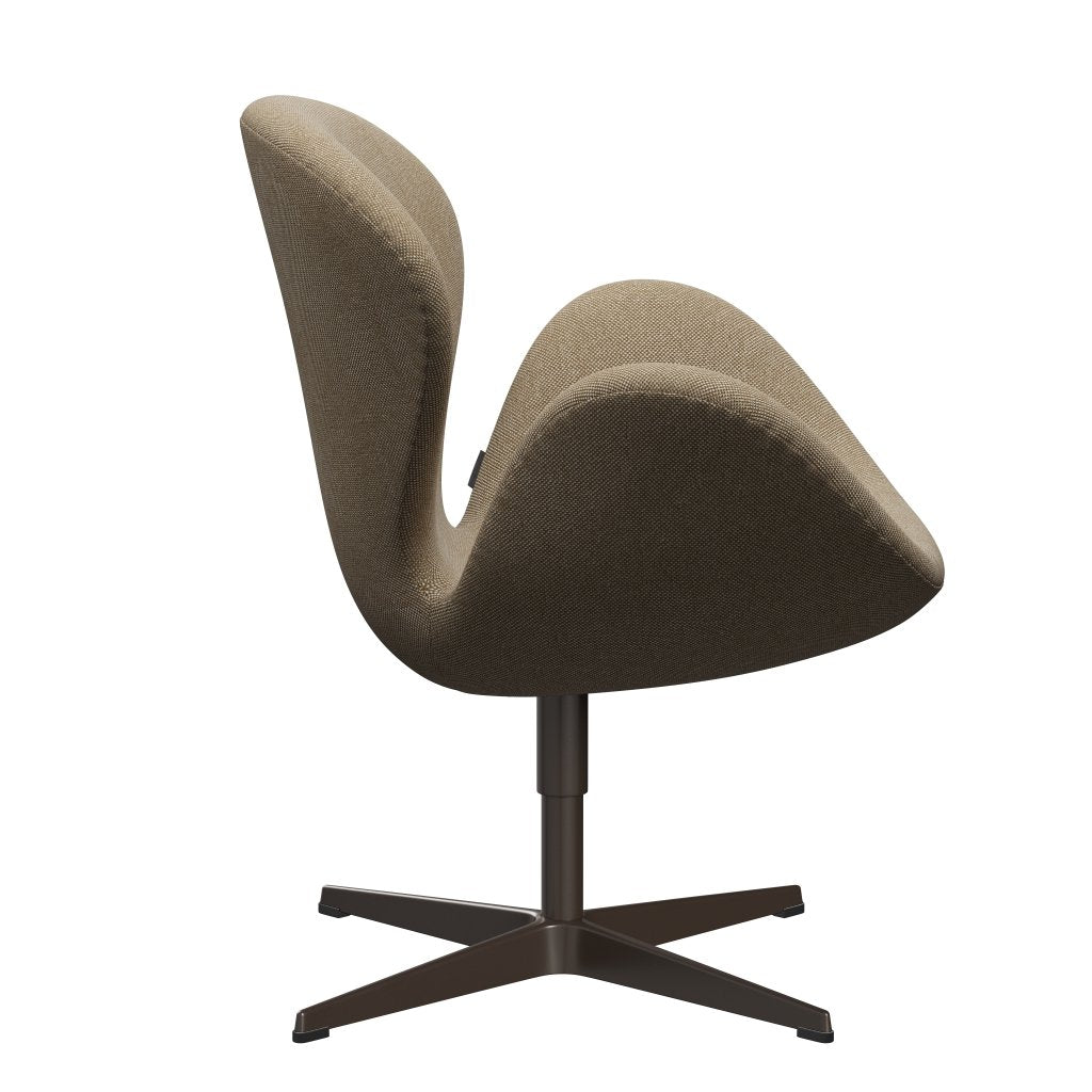 Fritz Hansen Chaise de salon de cygne, bronze brun / sable d'Hallingdal foncé