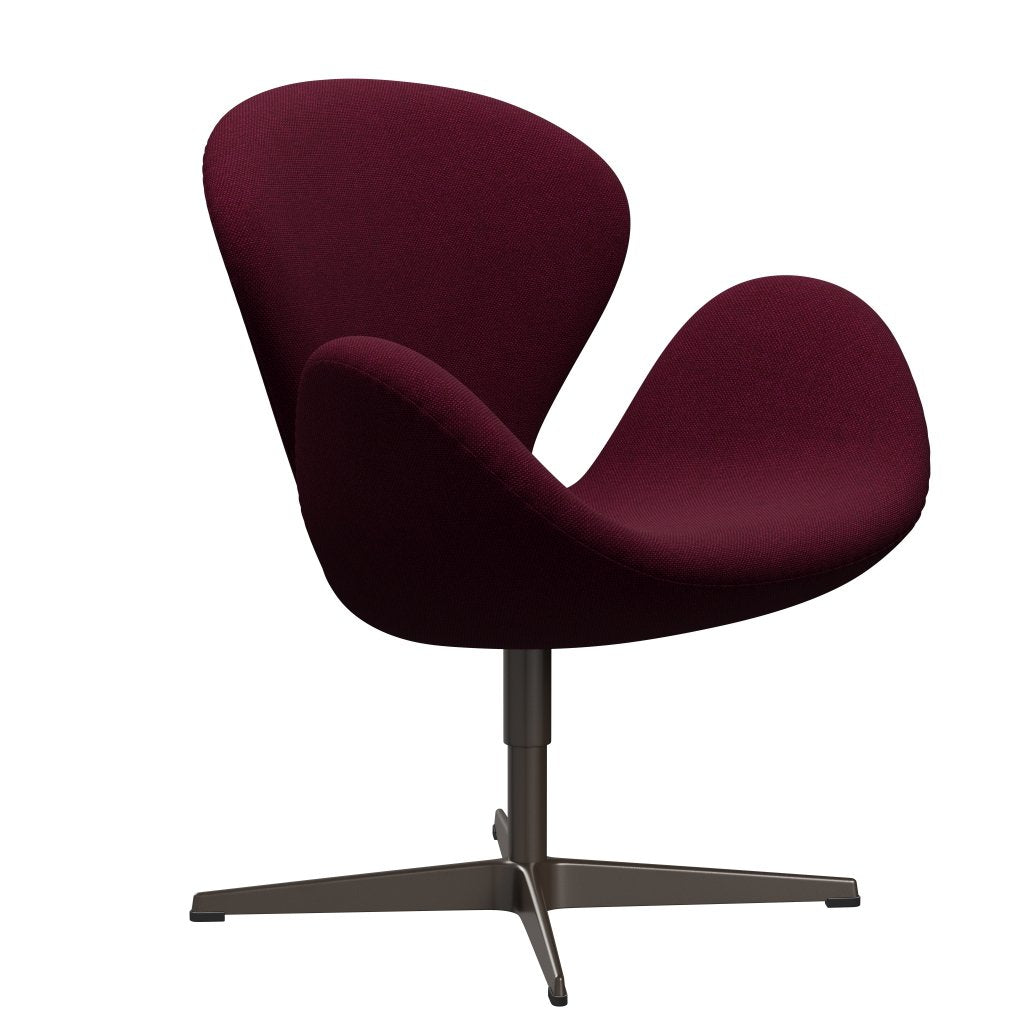 Sedia da salone Fritz Hansen Swan, bronzo marrone/vino di Hallingdal rosso/viola