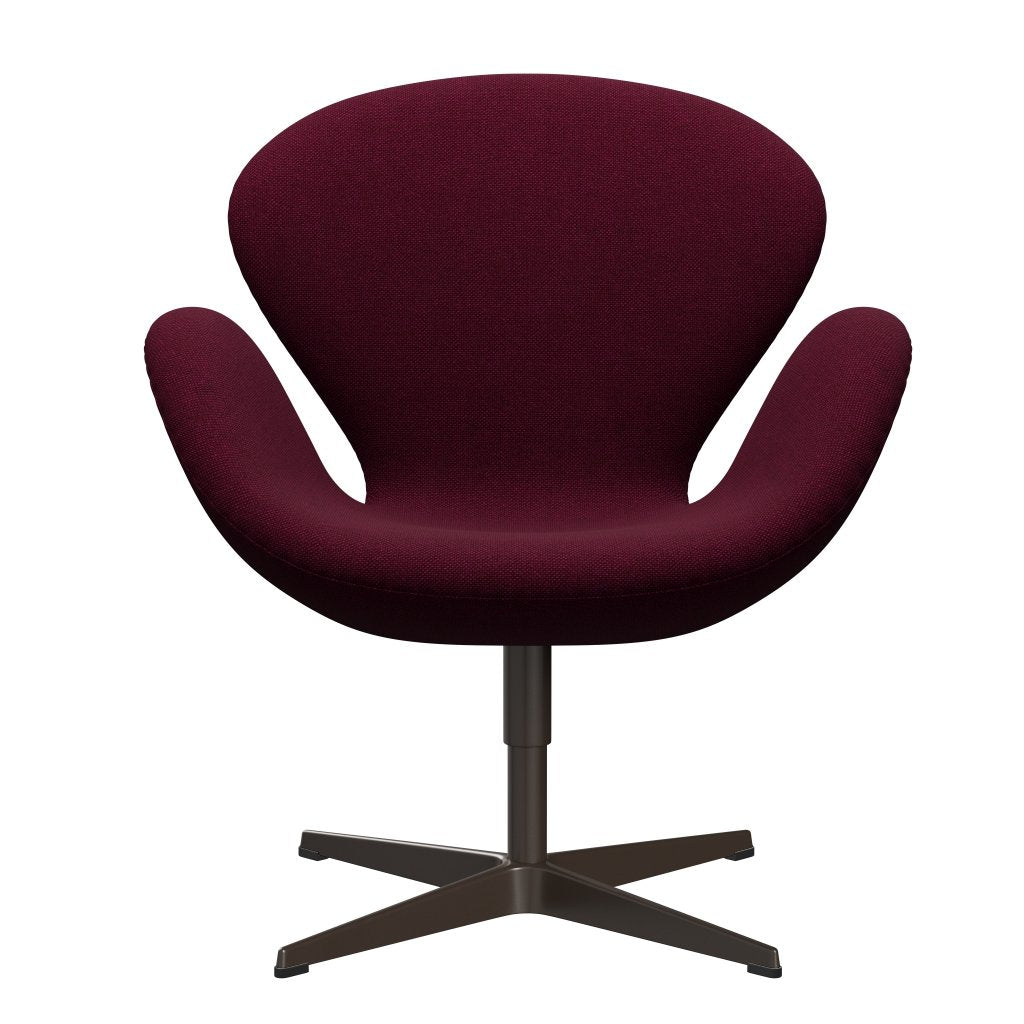 Sedia da salone Fritz Hansen Swan, bronzo marrone/vino di Hallingdal rosso/viola