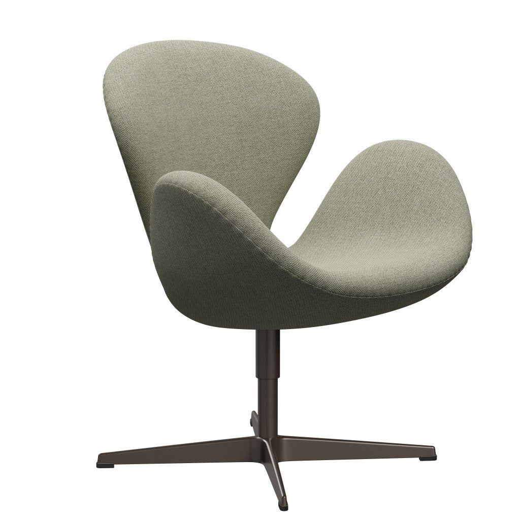 Sedia da salone Fritz Hansen Swan, bronzo marrone/re lana verde lime/natura