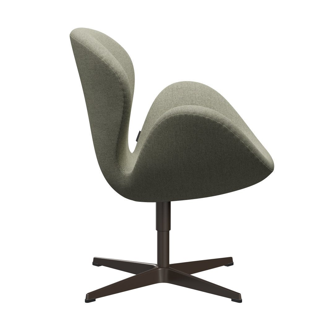 Fritz Hansen Swan Lounge stol, brun bronze/re uld lime grøn/natur