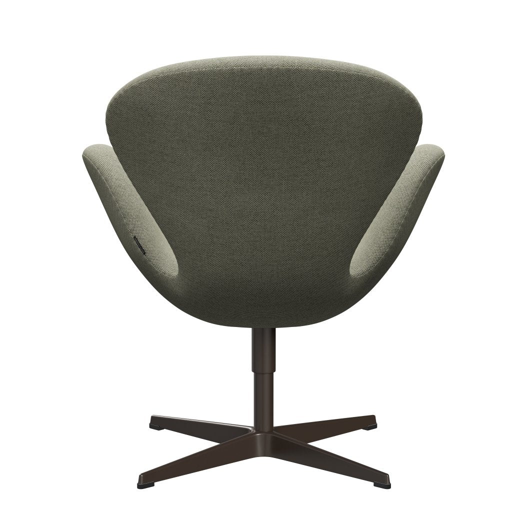 Fritz Hansen Swan Lounge Stuhl, braune Bronze/Re Woll -Limettengrün/Natur