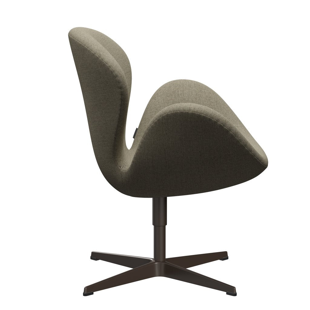 Fritz Hansen Swan Lounge -stoel, bruin brons/re wol licht beige/natuurlijk